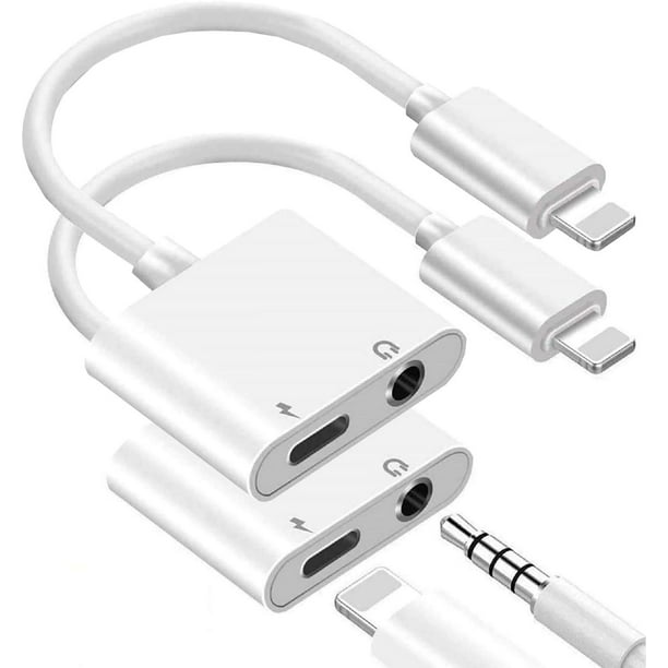 2Pack iPhone Headphones/Earphones Adapter Apple MFi Certified Lightning to 3.5mm Headphone Jack Dongle Adapter Aux Cable Converter Accessories Compatible with iPhone 11/Xs/XR/SE/8/7 Plus/iPad-iOS